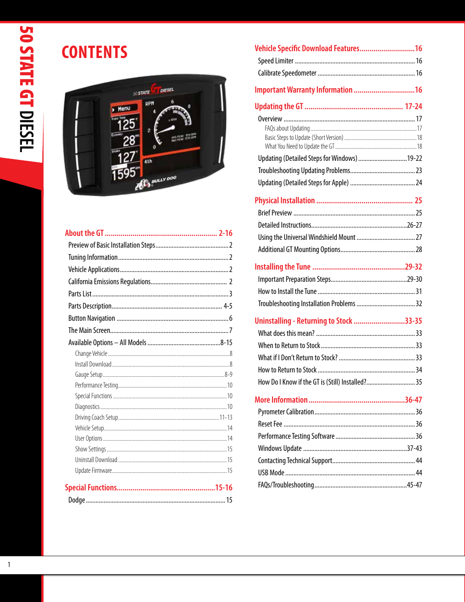 Bully Dog 40425 50 State GT Diesel User Manual | Page 2 / 48