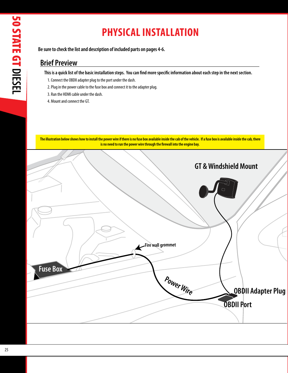 50 st ate gt diesel, Physical installation | Bully Dog 40425 50 State GT Diesel User Manual | Page 26 / 48