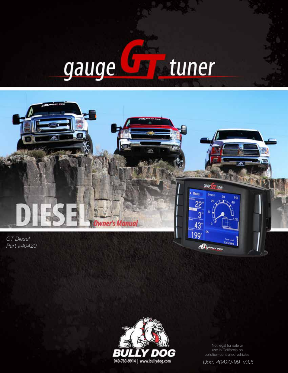 Bully Dog 40420 gauge GT tuner User Manual | 54 pages
