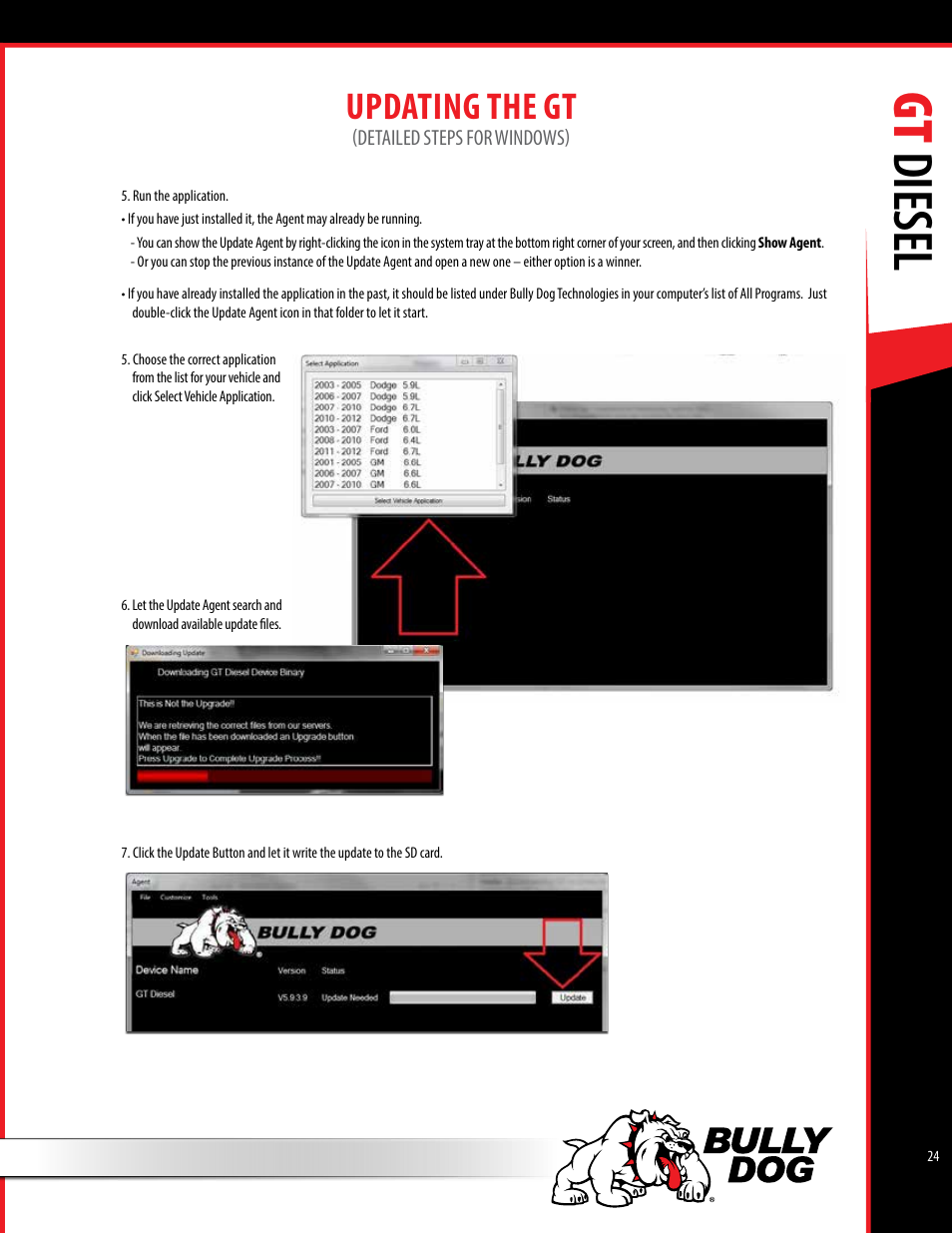 Gt diesel, Updating the gt | Bully Dog 40420 gauge GT tuner User Manual | Page 25 / 54