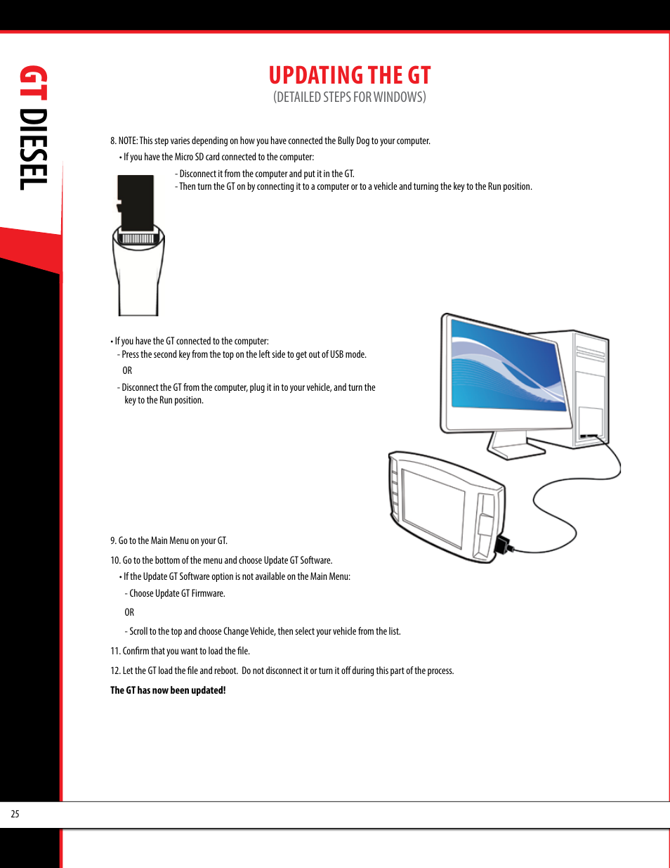 Gt diesel, Updating the gt | Bully Dog 40420 gauge GT tuner User Manual | Page 26 / 54