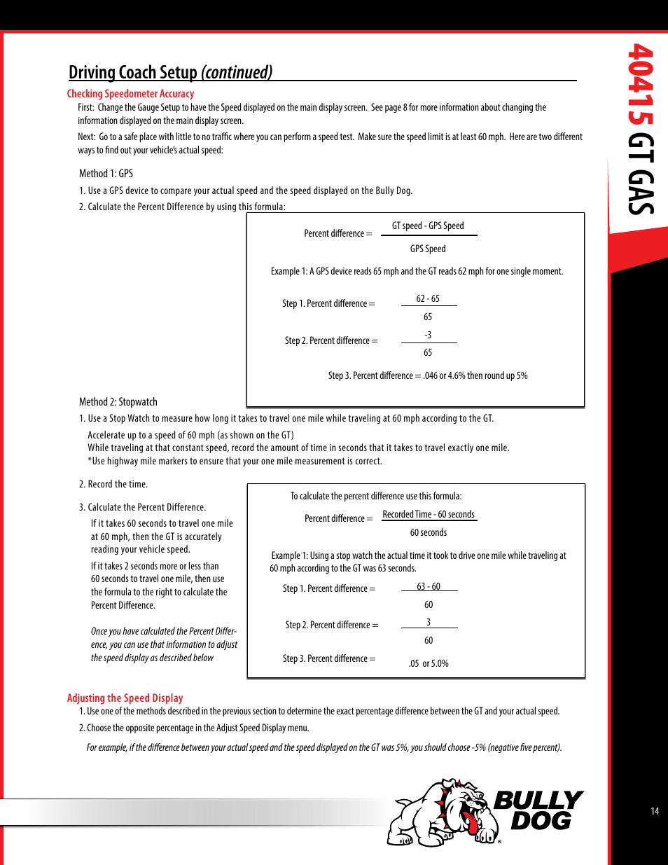 Driving coach setup (continued) | Bully Dog 40415 gauge GT Gas tuner User Manual | Page 15 / 51