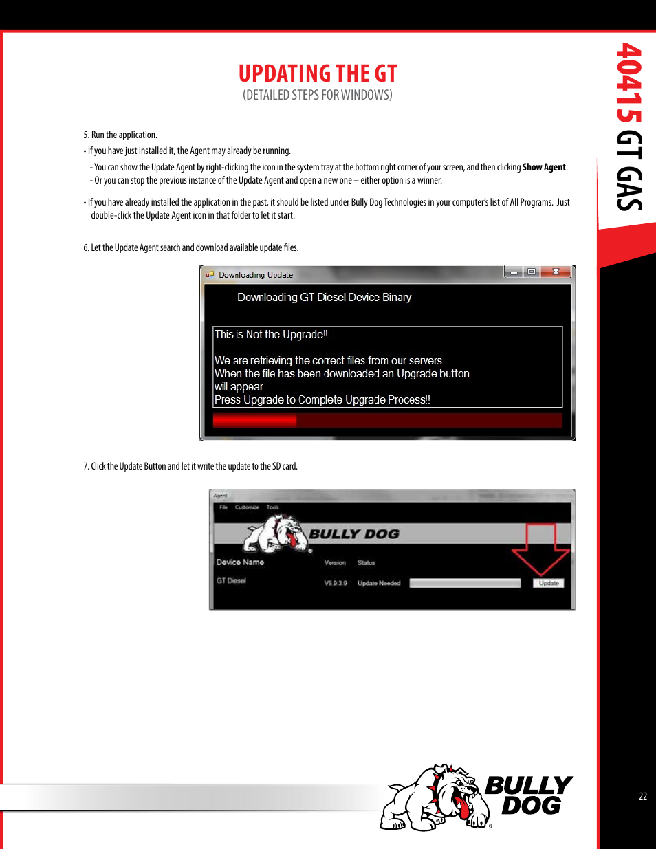 Updating the gt | Bully Dog 40415 gauge GT Gas tuner User Manual | Page 23 / 51