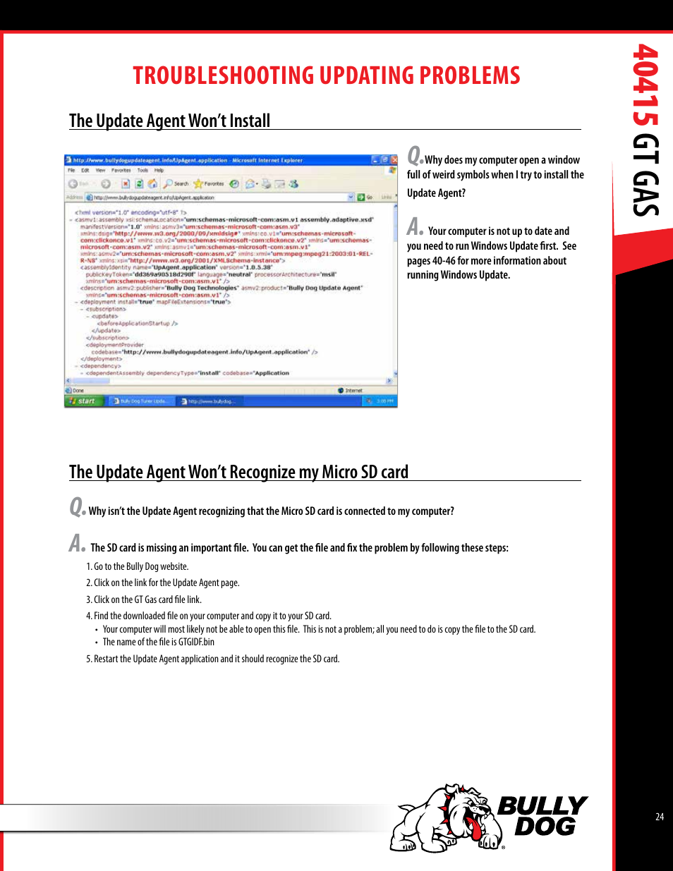 Troubleshooting updating problems | Bully Dog 40415 gauge GT Gas tuner User Manual | Page 25 / 51