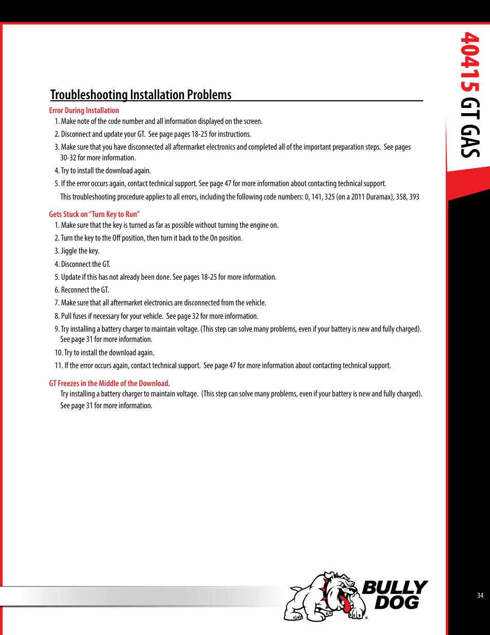 Troubleshooting installation problems | Bully Dog 40415 gauge GT Gas tuner User Manual | Page 35 / 51