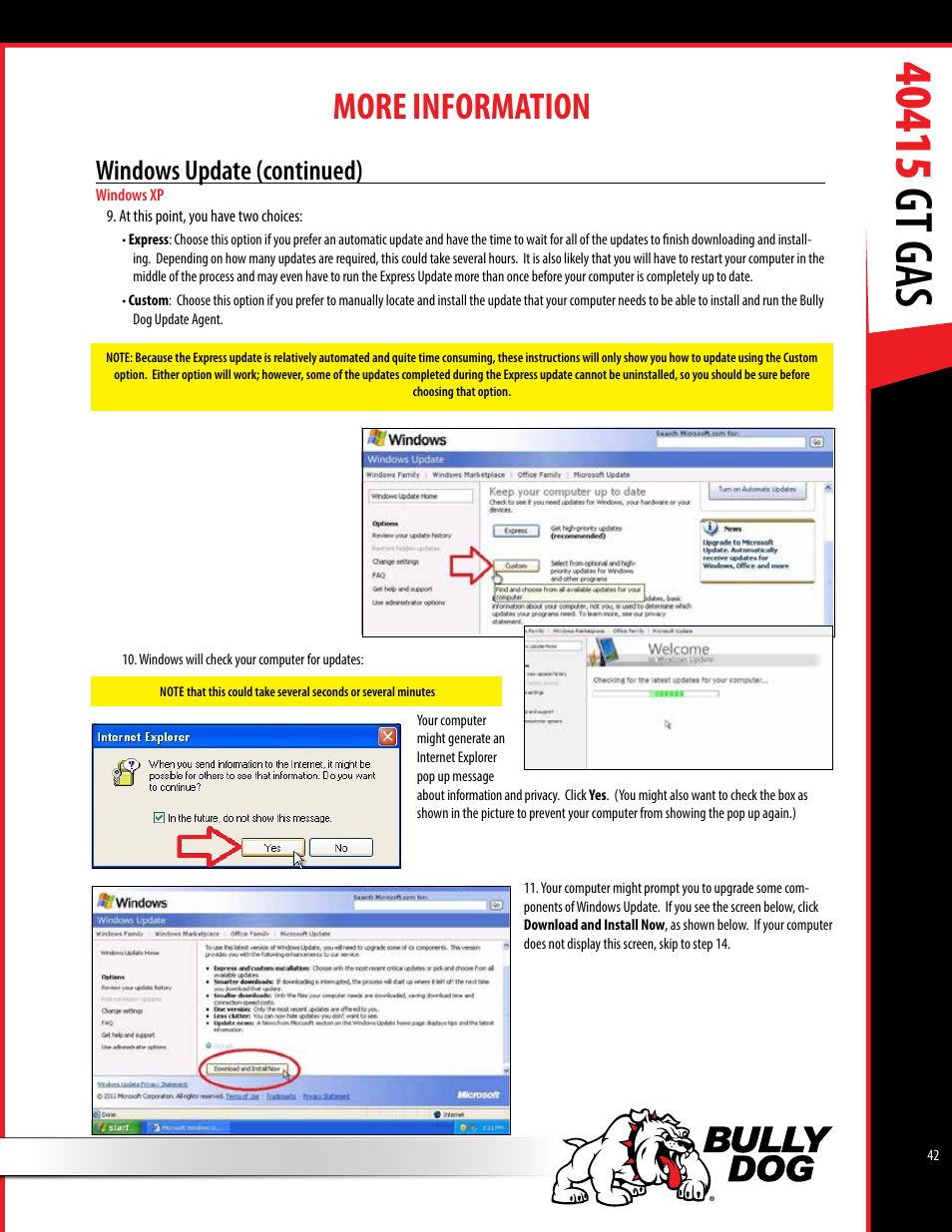 More information, Windows update (continued) | Bully Dog 40415 gauge GT Gas tuner User Manual | Page 43 / 51