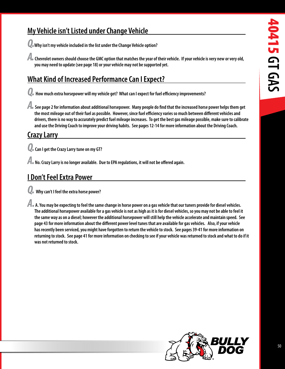 Bully Dog 40415 gauge GT Gas tuner User Manual | Page 51 / 51