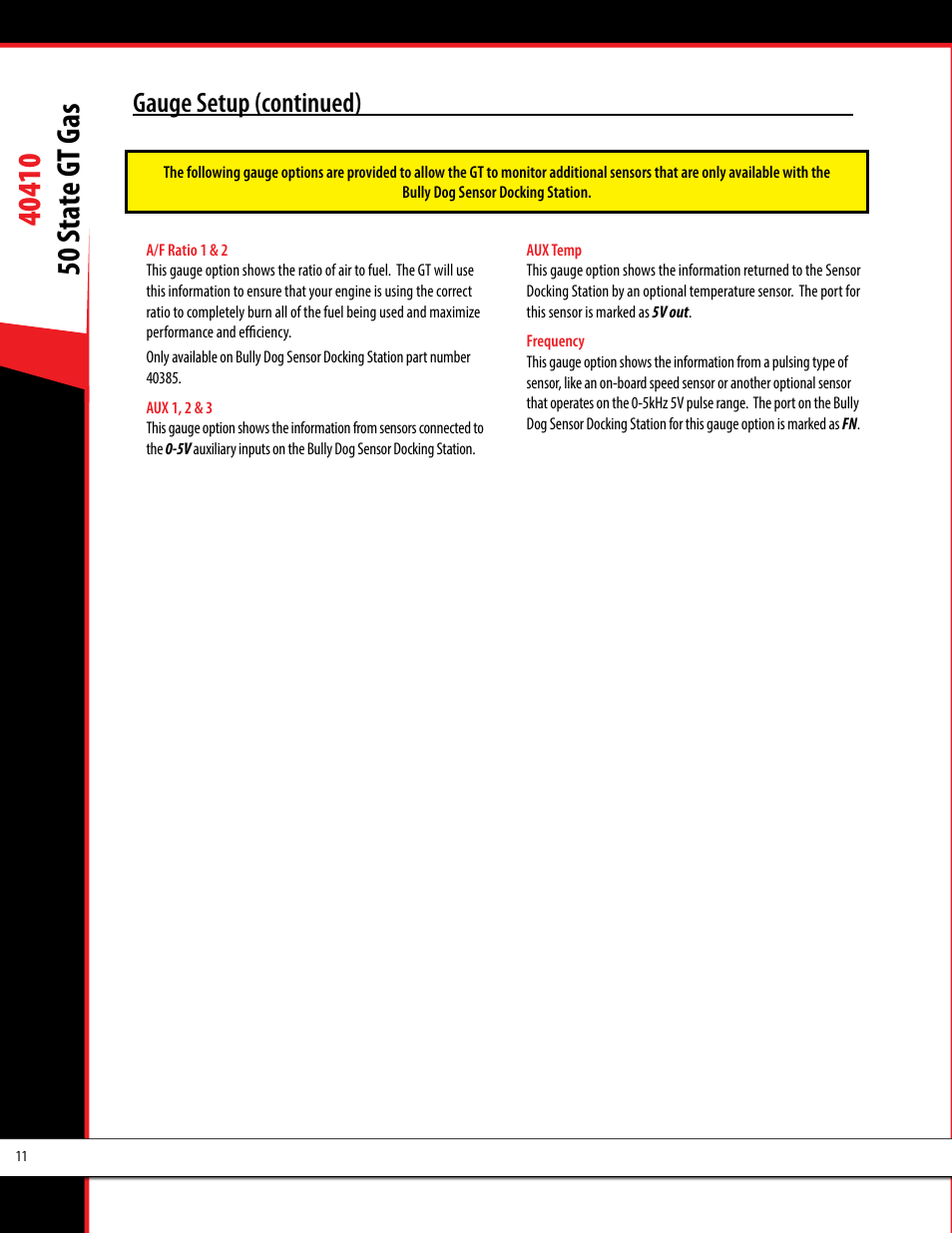 Gauge setup (continued) | Bully Dog 40410 50 State Legal GT Gas User Manual | Page 12 / 51