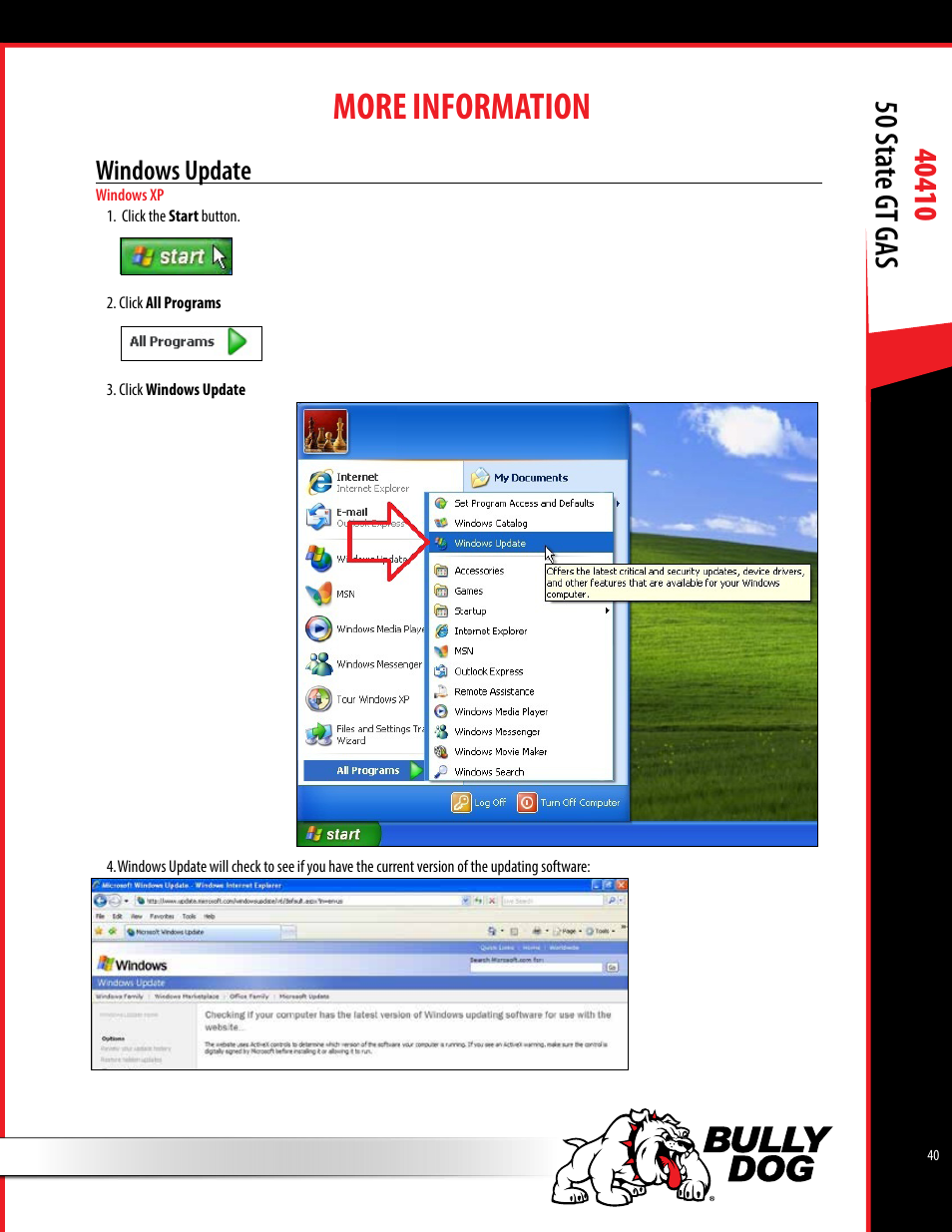 More information, Windows update | Bully Dog 40410 50 State Legal GT Gas User Manual | Page 41 / 51