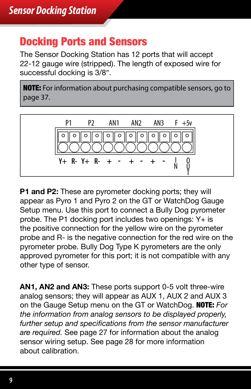 Sensor docking station docking ports and sensors | Bully Dog 4038x Sensor Docking Station User Manual | Page 10 / 40