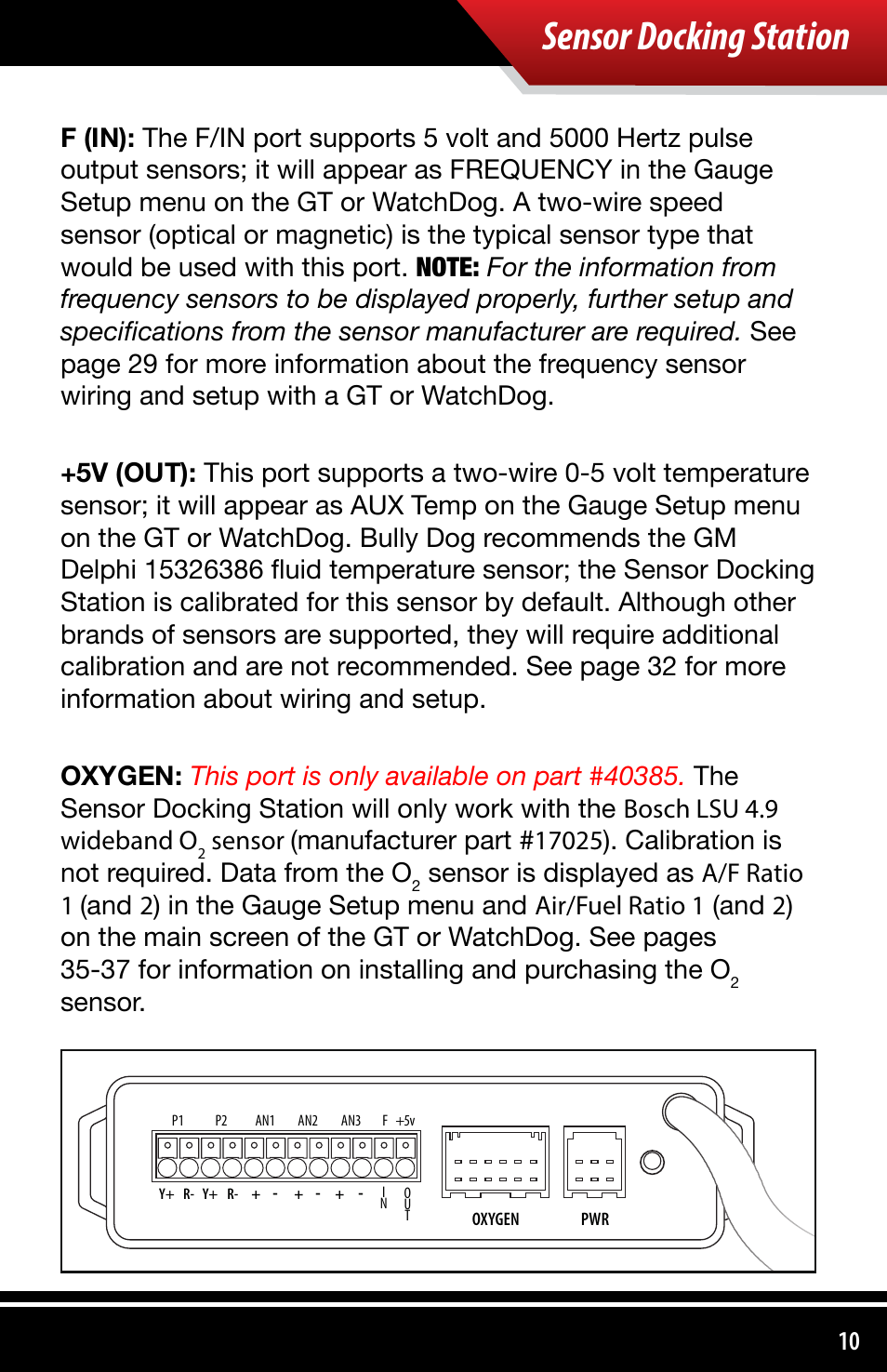 Sensor docking station, Sensor | Bully Dog 4038x Sensor Docking Station User Manual | Page 11 / 40