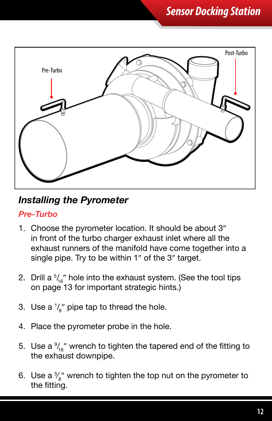 Sensor docking station, Installing the pyrometer | Bully Dog 4038x Sensor Docking Station User Manual | Page 13 / 40