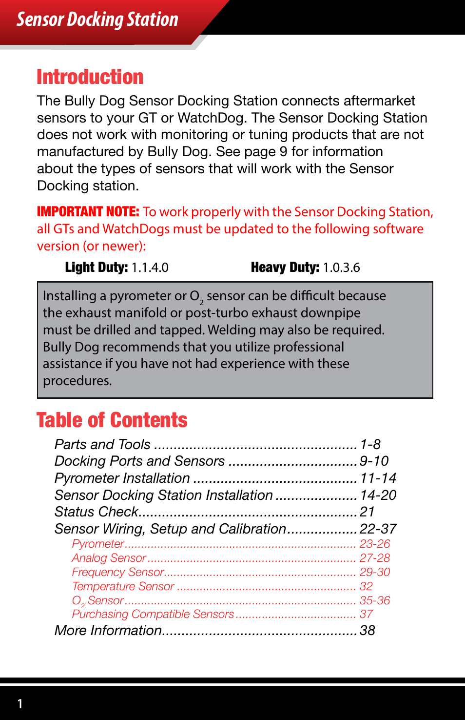 Bully Dog 4038x Sensor Docking Station User Manual | Page 2 / 40