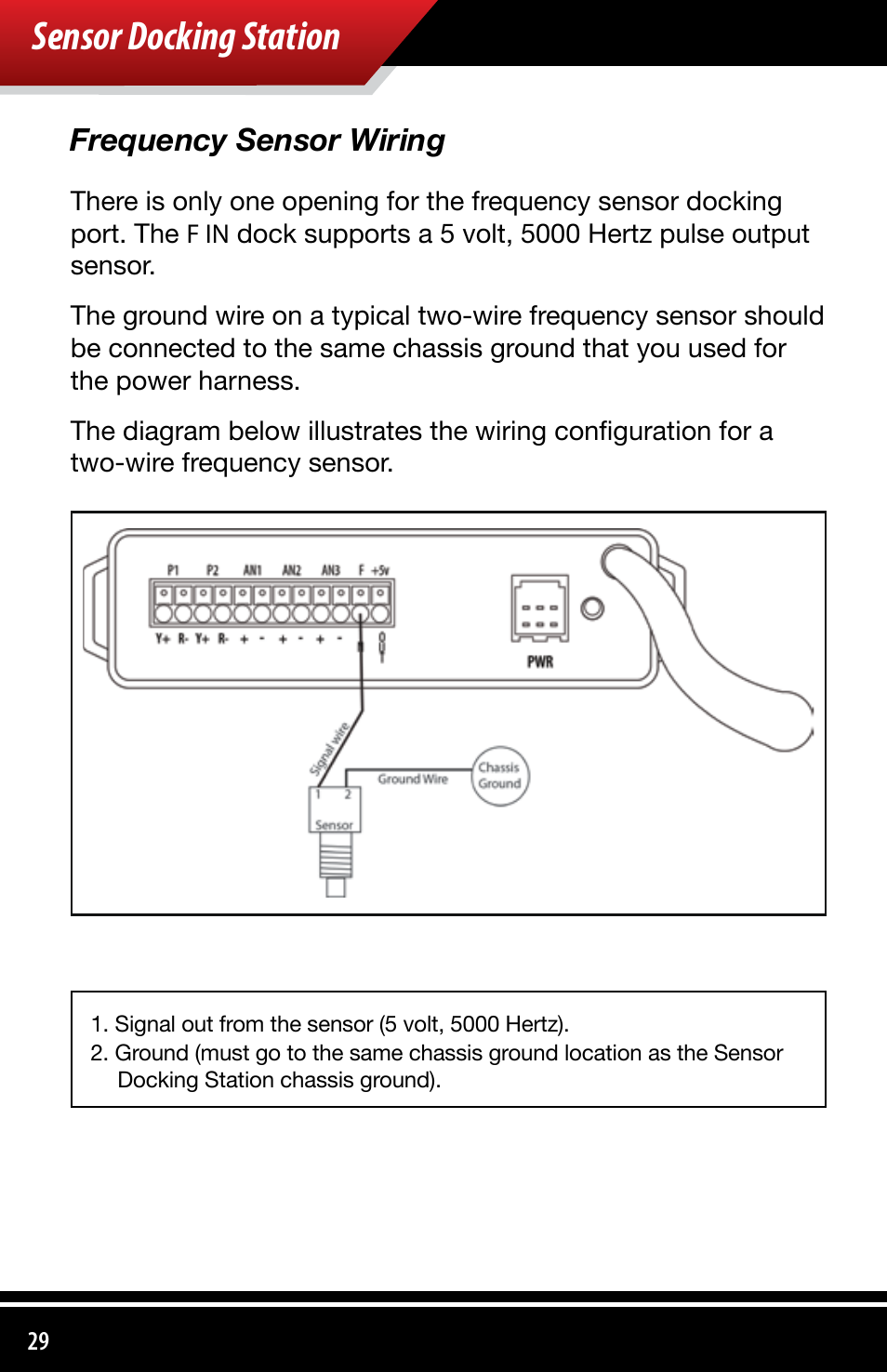 Sensor docking station, Frequency sensor wiring | Bully Dog 4038x Sensor Docking Station User Manual | Page 30 / 40