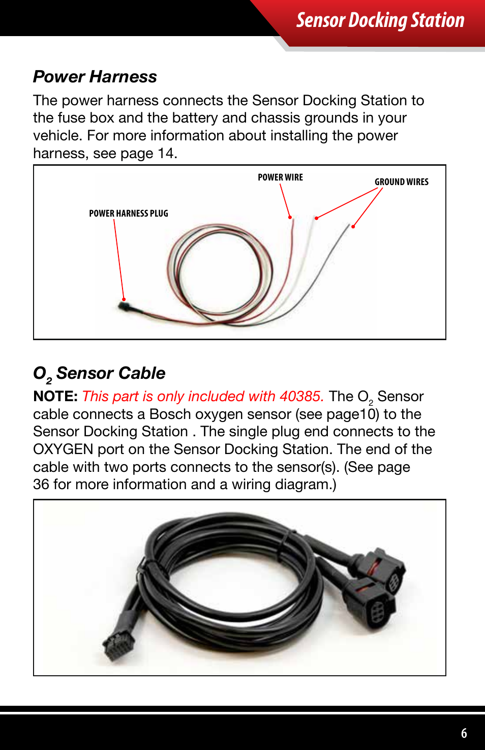 Sensor docking station, Power harness, Sensor cable | Bully Dog 4038x Sensor Docking Station User Manual | Page 7 / 40