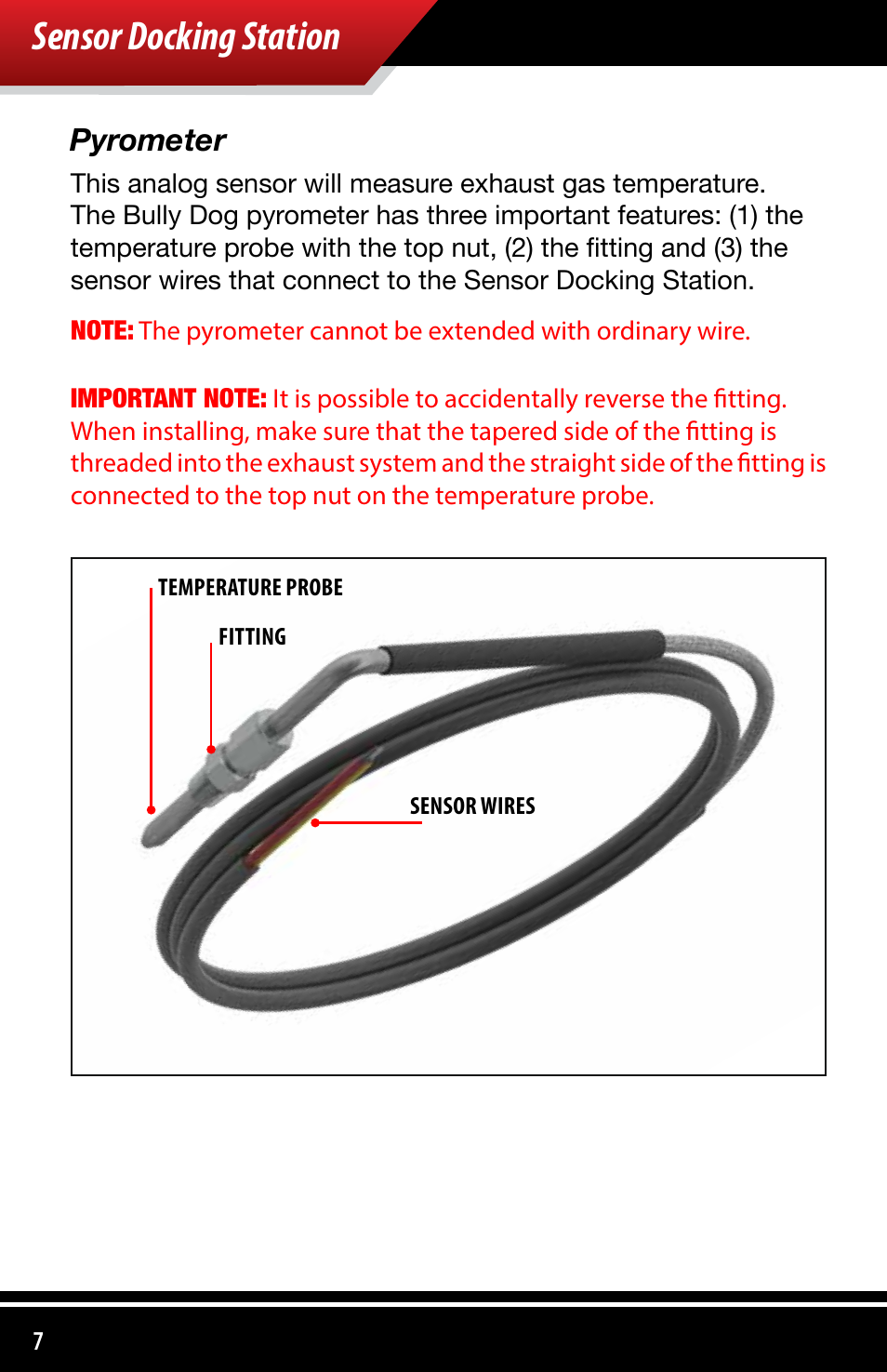 Sensor docking station, Pyrometer | Bully Dog 4038x Sensor Docking Station User Manual | Page 8 / 40
