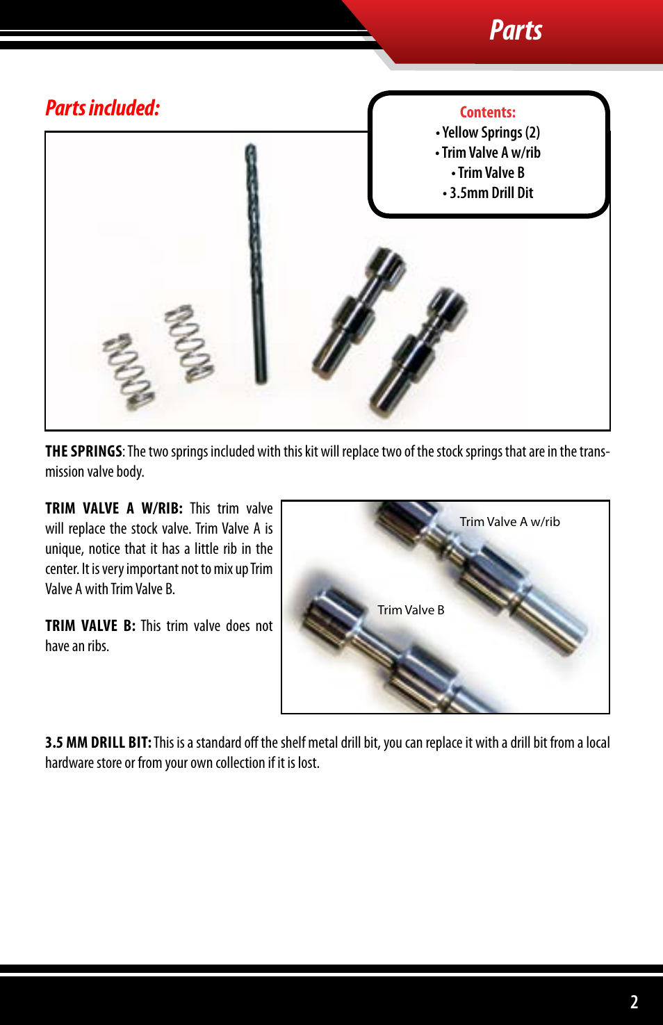 Parts, Parts included | Bully Dog 153002 Super Aggressive Shift Enhancer User Manual | Page 3 / 8