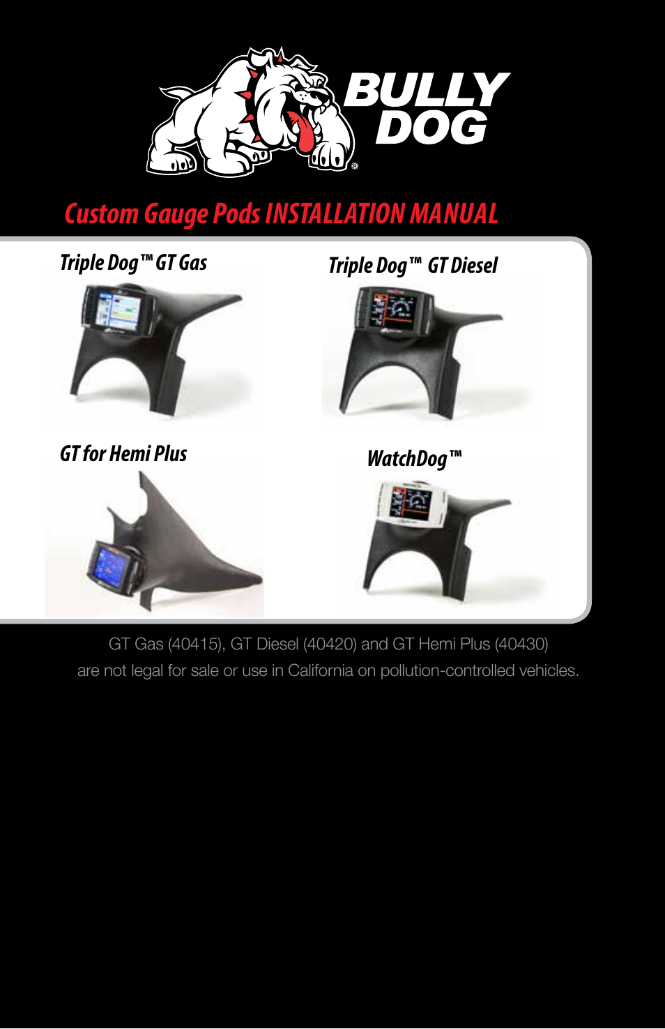 Bully Dog 3330x Custom Gauge Pods User Manual | 30 pages