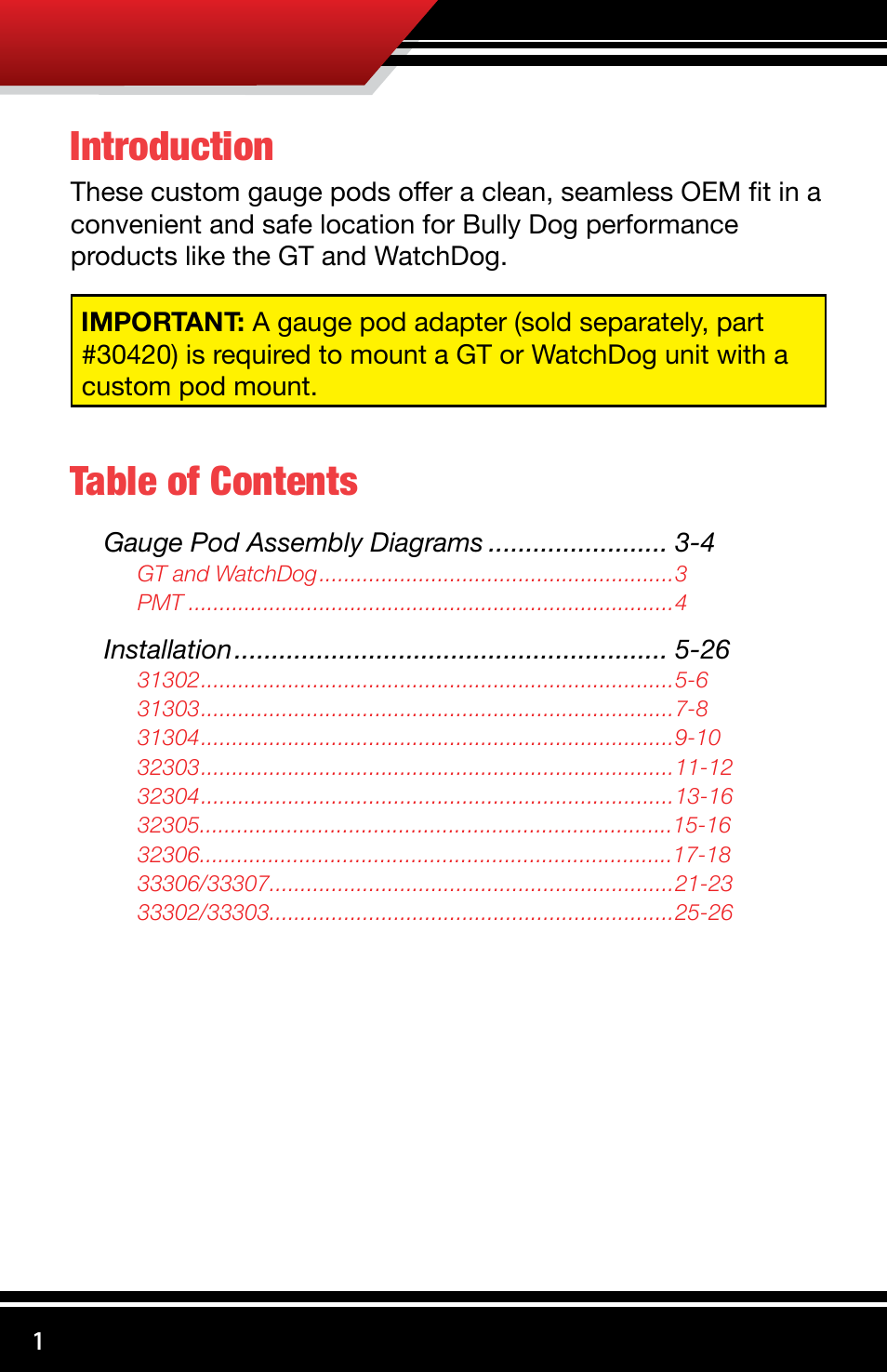 Bully Dog 3330x Custom Gauge Pods User Manual | Page 2 / 30