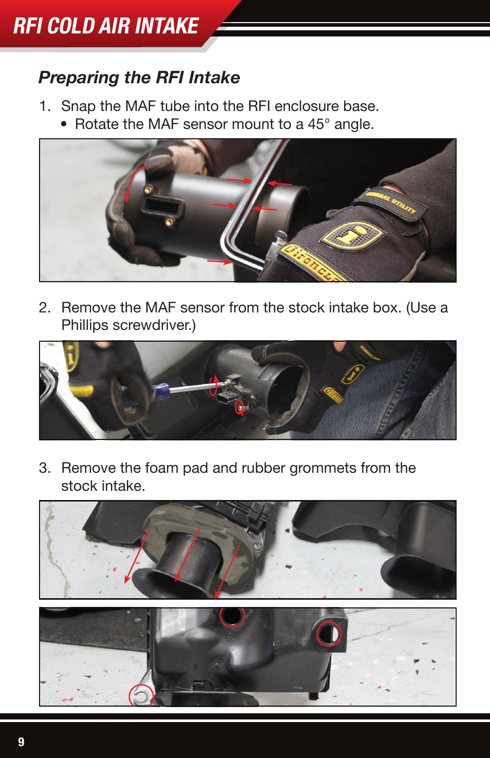 Rfi cold air intake | Bully Dog 54200 Rapid Flow Induction (RFI) Cold Air Intake User Manual | Page 10 / 20
