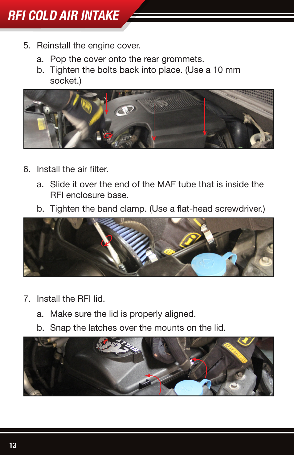 Rfi cold air intake | Bully Dog 54200 Rapid Flow Induction (RFI) Cold Air Intake User Manual | Page 14 / 20