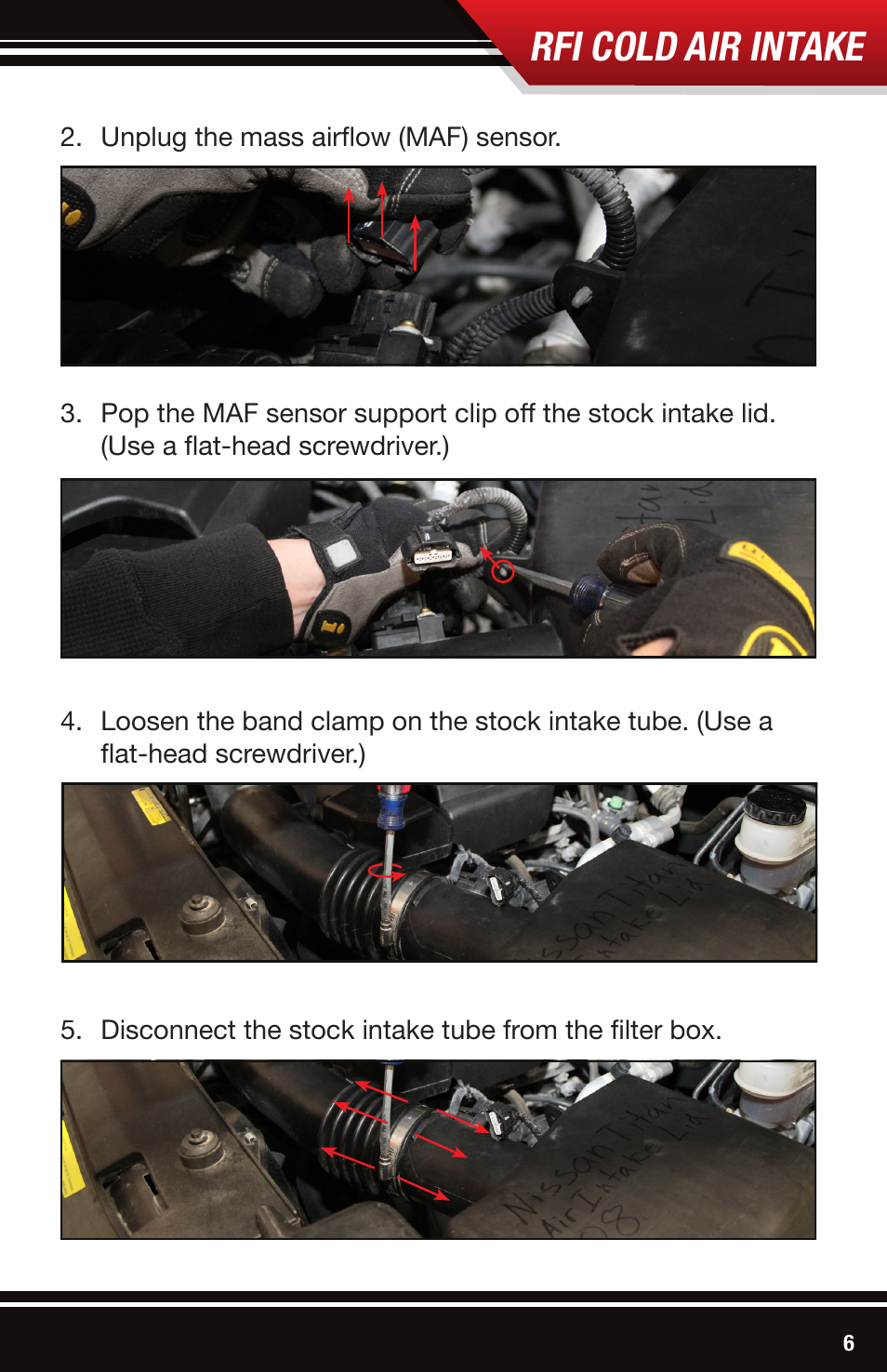 Rfi cold air intake | Bully Dog 54200 Rapid Flow Induction (RFI) Cold Air Intake User Manual | Page 7 / 20