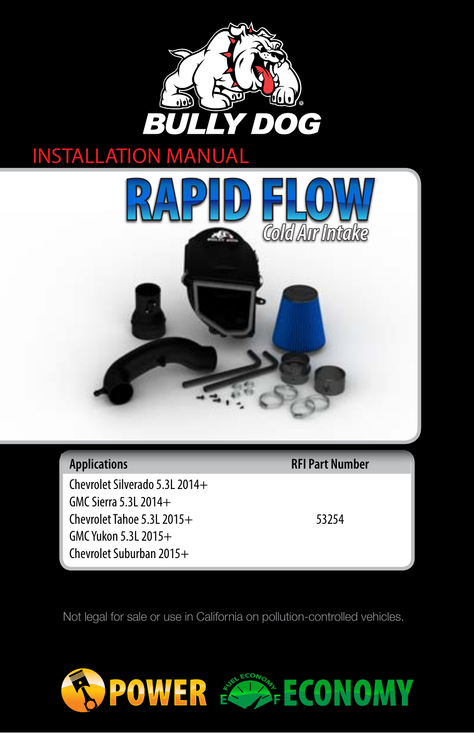 Bully Dog 53254 Rapid Flow Induction (RFI) Cold Air Intake User Manual | 13 pages