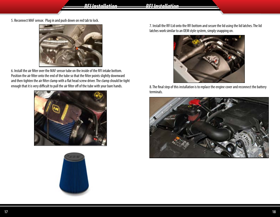 Rfi installation | Bully Dog 53254 Rapid Flow Induction (RFI) Cold Air Intake User Manual | Page 10 / 13