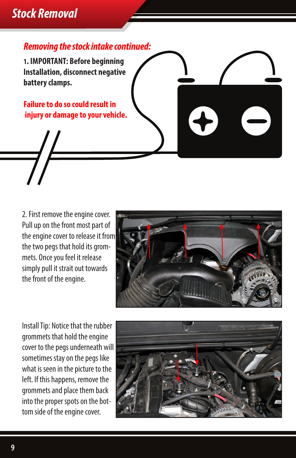 Stock removal, Removing the stock intake continued | Bully Dog 53253 Rapid Flow Induction (RFI) Cold Air Intake User Manual | Page 10 / 24