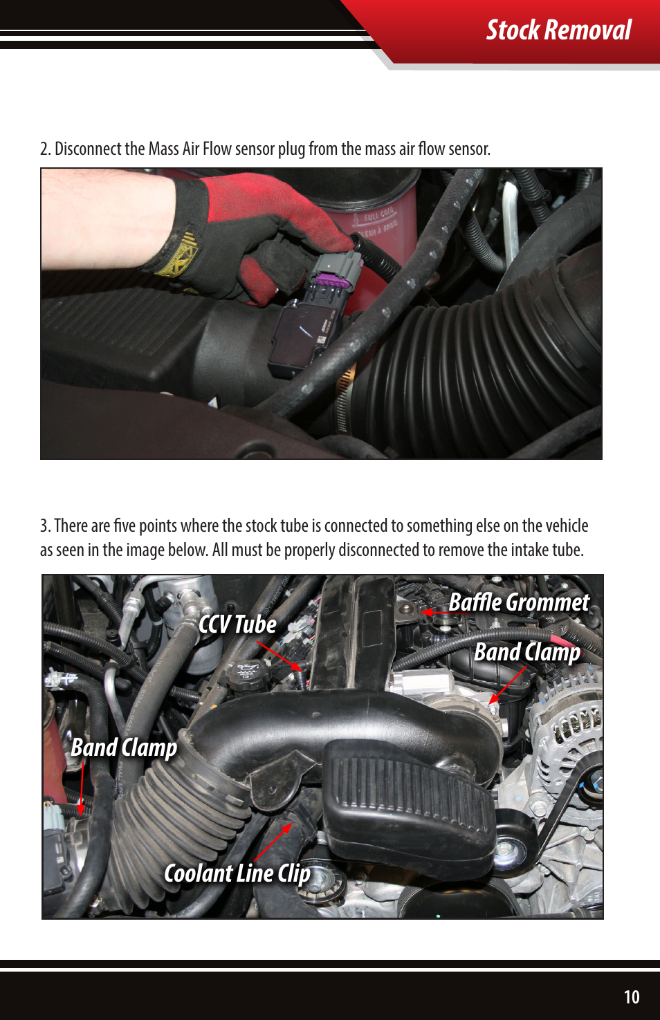 Stock removal | Bully Dog 53253 Rapid Flow Induction (RFI) Cold Air Intake User Manual | Page 11 / 24
