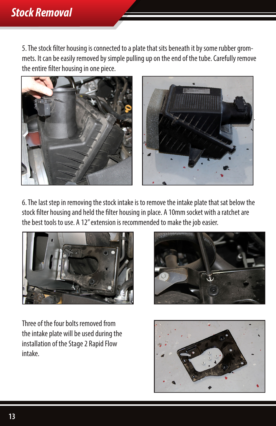 Stock removal | Bully Dog 53253 Rapid Flow Induction (RFI) Cold Air Intake User Manual | Page 14 / 24