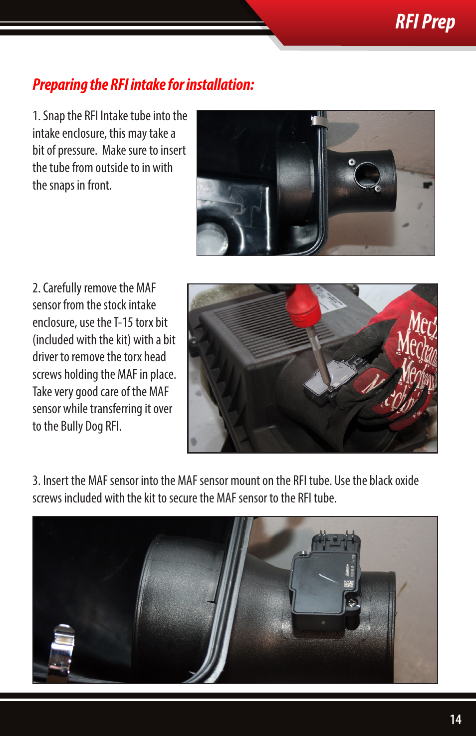 Rfi prep | Bully Dog 53253 Rapid Flow Induction (RFI) Cold Air Intake User Manual | Page 15 / 24