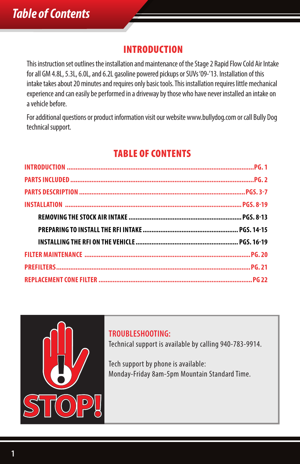 Bully Dog 53253 Rapid Flow Induction (RFI) Cold Air Intake User Manual | Page 2 / 24
