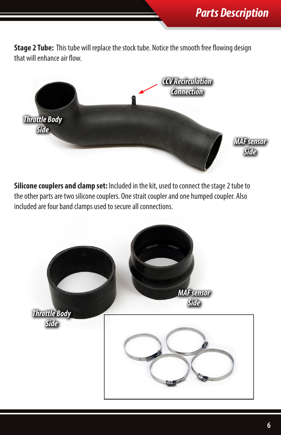 Parts description | Bully Dog 53253 Rapid Flow Induction (RFI) Cold Air Intake User Manual | Page 7 / 24