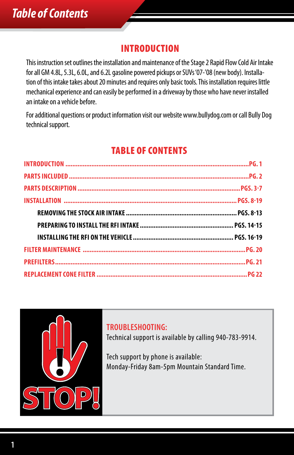 Bully Dog 53252 Rapid Flow Induction (RFI) Cold Air Intake User Manual | Page 2 / 20