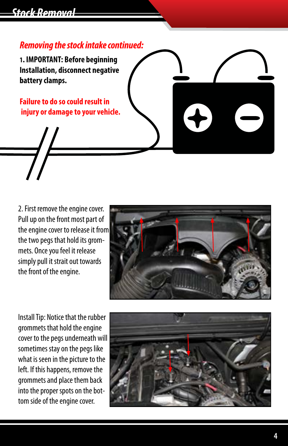 Stock removal, Removing the stock intake continued | Bully Dog 53252 Rapid Flow Induction (RFI) Cold Air Intake User Manual | Page 5 / 20