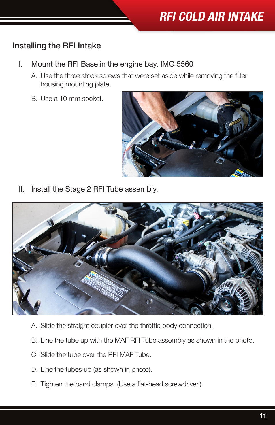 Rfi cold air intake | Bully Dog 53206 Rapid Flow Induction (RFI) Cold Air Intake User Manual | Page 11 / 16