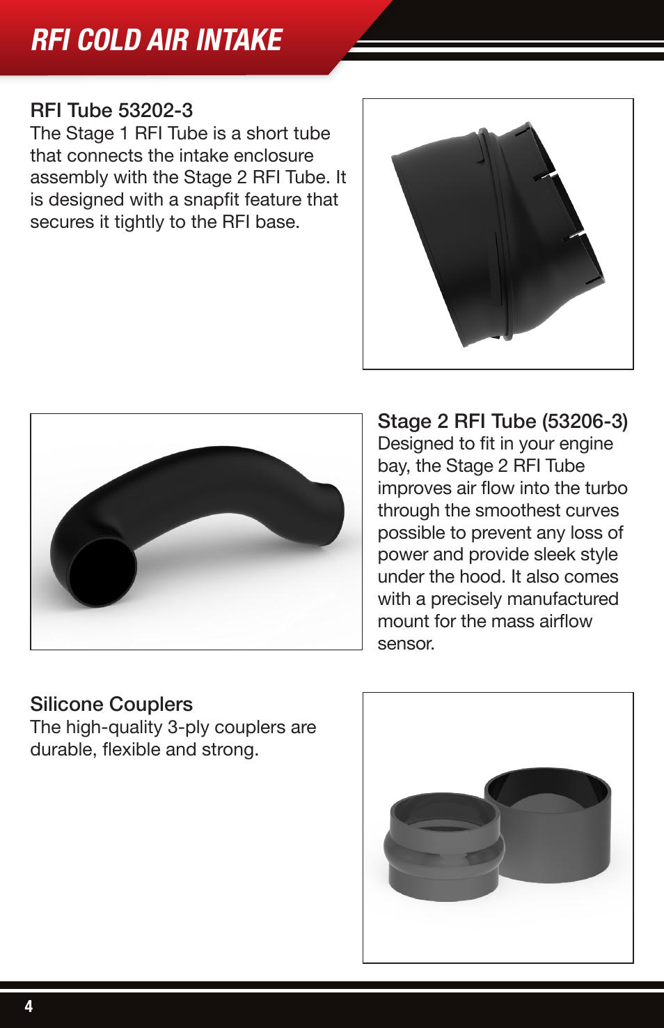 Rfi cold air intake | Bully Dog 53206 Rapid Flow Induction (RFI) Cold Air Intake User Manual | Page 4 / 16