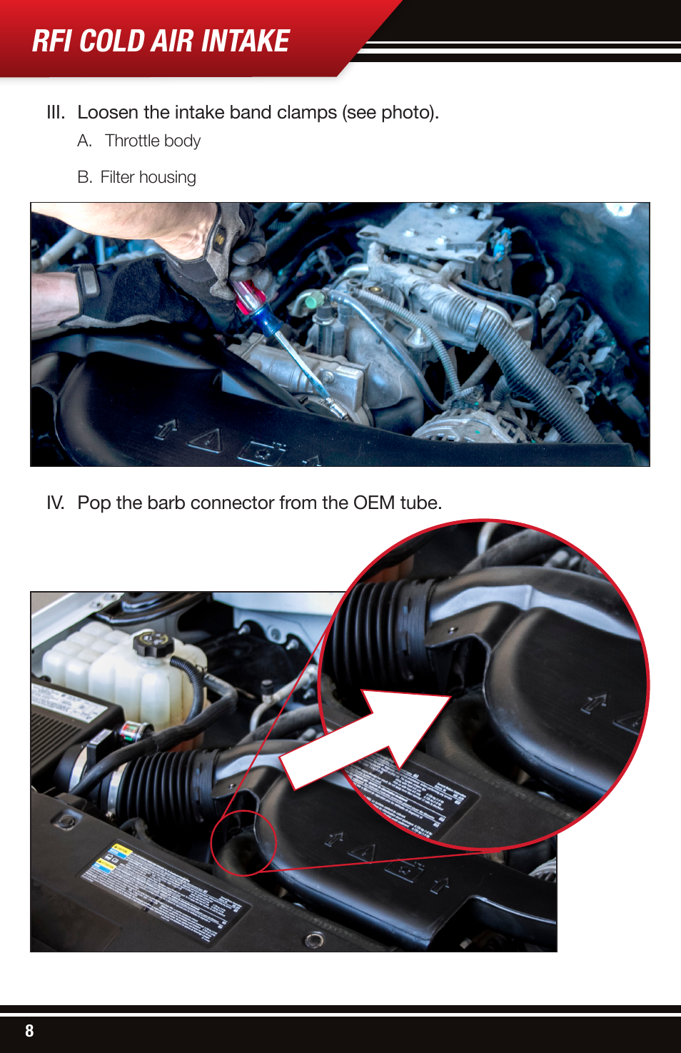 Rfi cold air intake | Bully Dog 53206 Rapid Flow Induction (RFI) Cold Air Intake User Manual | Page 8 / 16