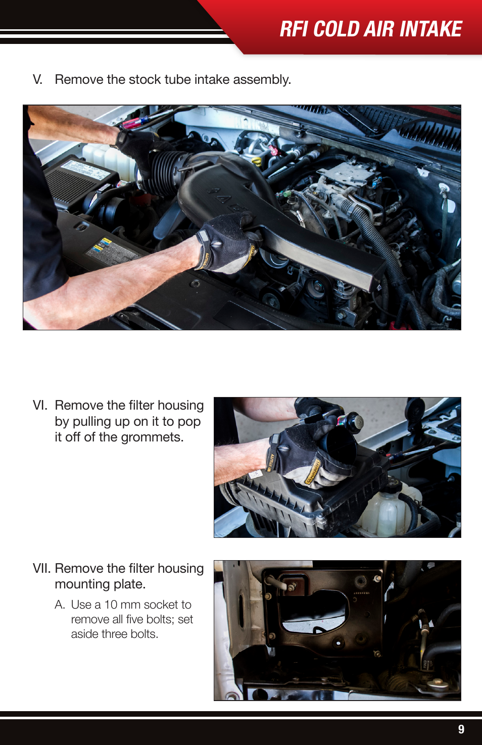 Rfi cold air intake | Bully Dog 53206 Rapid Flow Induction (RFI) Cold Air Intake User Manual | Page 9 / 16