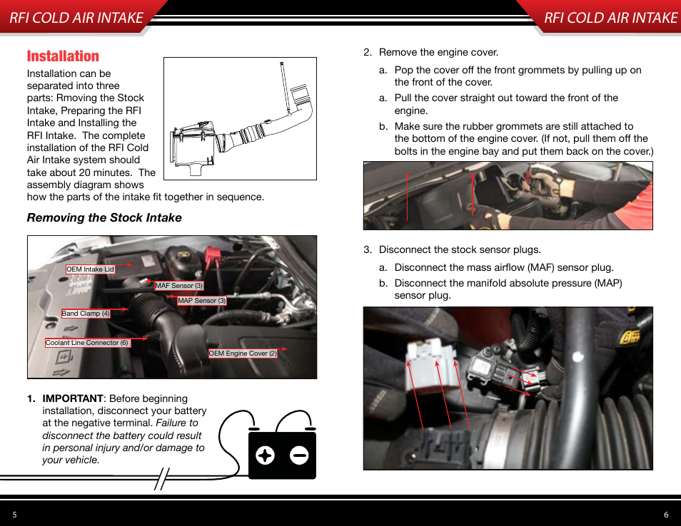 Rfi cold air intake, Installation | Bully Dog 53205 Rapid Flow Induction (RFI) Cold Air Intake User Manual | Page 4 / 11