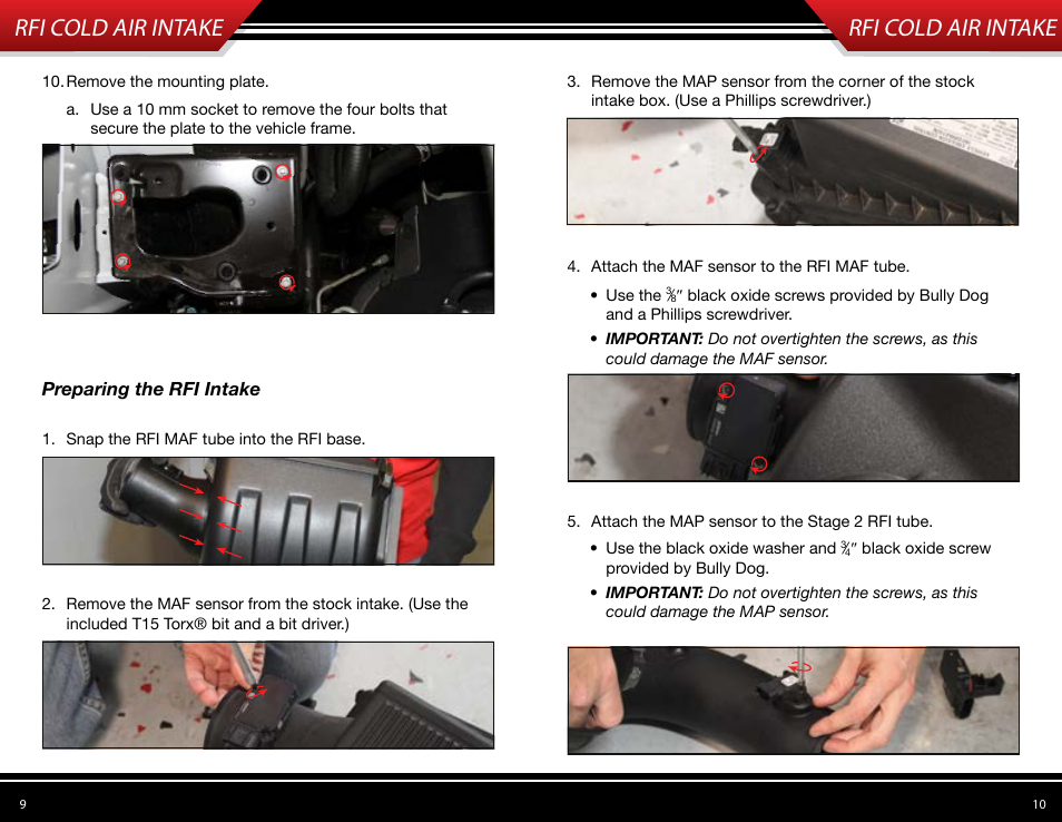 Rfi cold air intake | Bully Dog 53205 Rapid Flow Induction (RFI) Cold Air Intake User Manual | Page 6 / 11