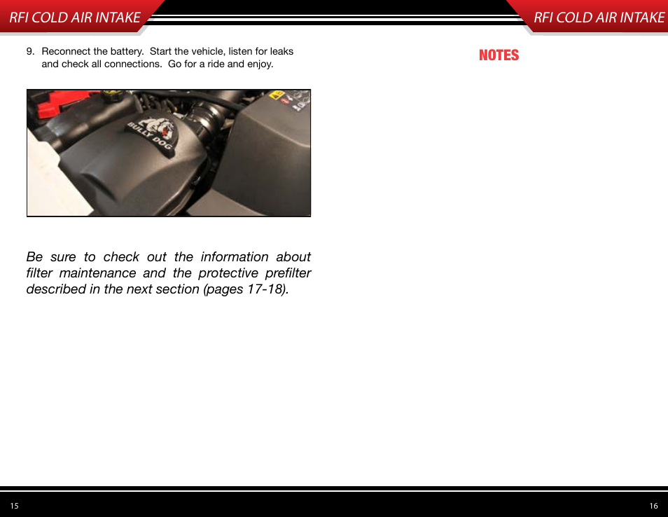 Rfi cold air intake | Bully Dog 53205 Rapid Flow Induction (RFI) Cold Air Intake User Manual | Page 9 / 11