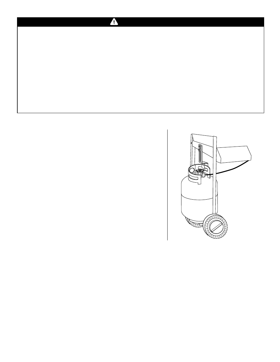 Warning, Filling the lp gas cylinder, Installing the lp gas cylinder onto the grill | Hose and regulator | Brinkmann Gas Grill King User Manual | Page 6 / 28