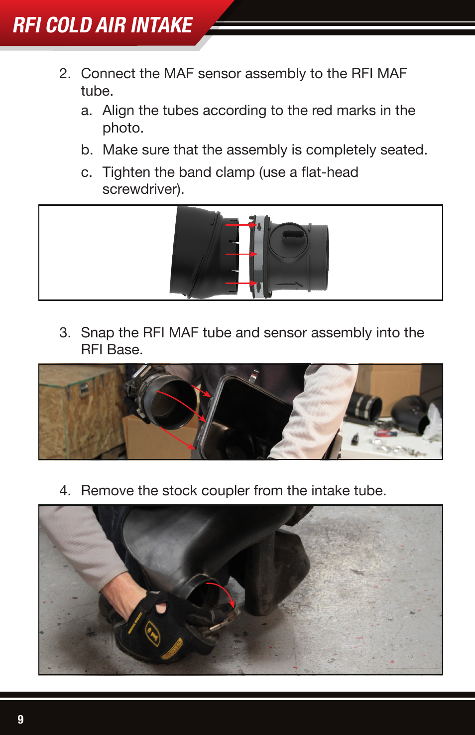 Rfi cold air intake | Bully Dog 53204 Rapid Flow Induction (RFI) Cold Air Intake User Manual | Page 10 / 16