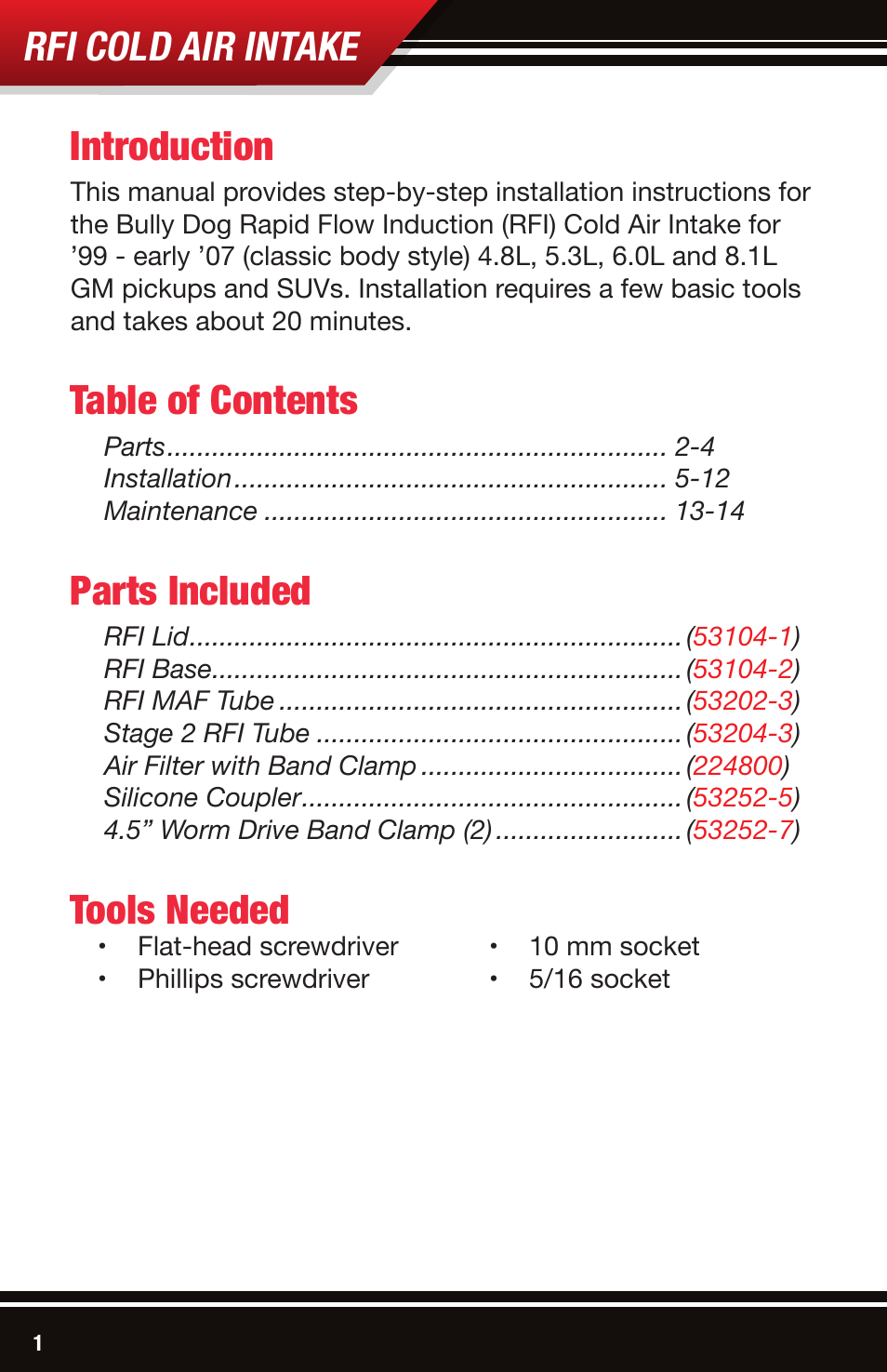 Bully Dog 53204 Rapid Flow Induction (RFI) Cold Air Intake User Manual | Page 2 / 16