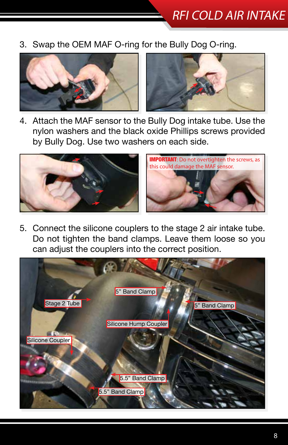 Rfi cold air intake | Bully Dog 53153 Rapid Flow Induction (RFI) Cold Air Intake User Manual | Page 9 / 16
