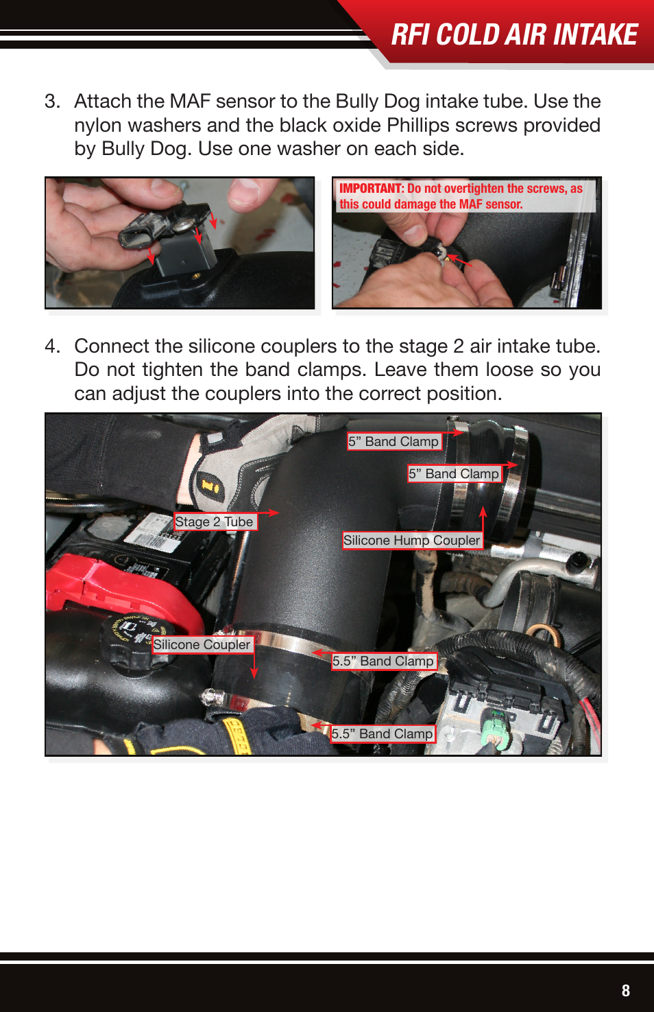 Rfi cold air intake | Bully Dog 53152 Rapid Flow Induction (RFI) Cold Air Intake User Manual | Page 9 / 16