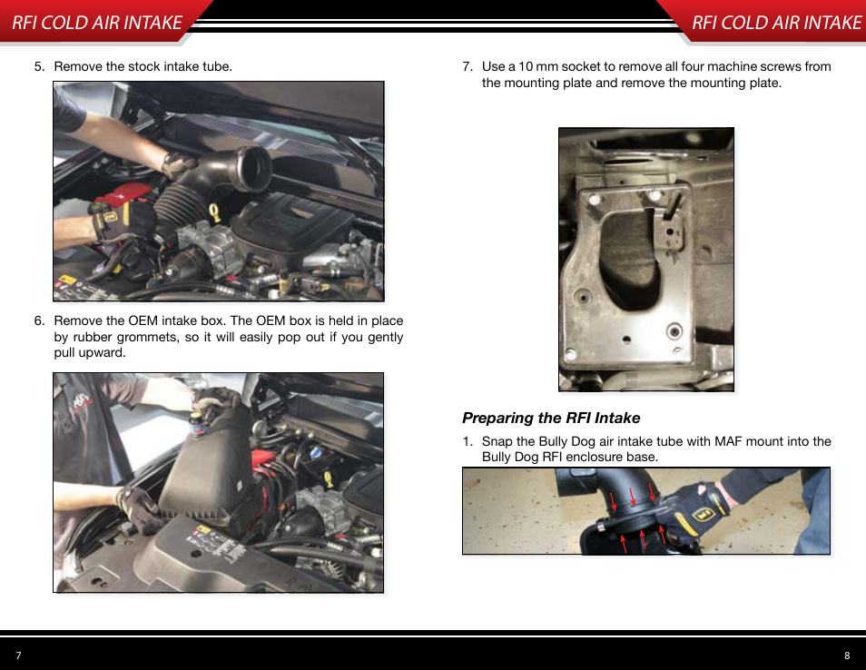 Rfi cold air intake | Bully Dog 53108 Rapid Flow Induction (RFI) Cold Air Intake User Manual | Page 5 / 11