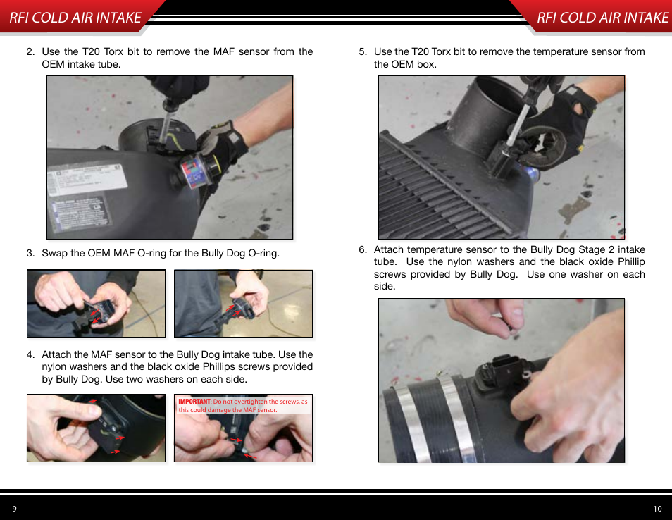 Rfi cold air intake | Bully Dog 53108 Rapid Flow Induction (RFI) Cold Air Intake User Manual | Page 6 / 11